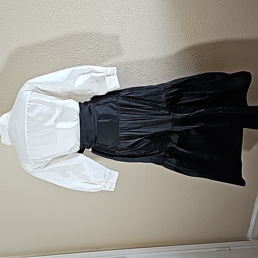Rickie Freeman Fot Teri Jon Two Tone Bow Shirt Dress - Picture 9 of 11
